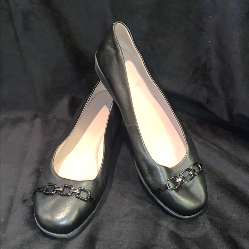 Black Leather Flats